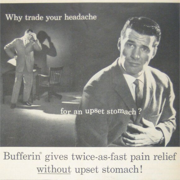 Vintage Bufferin Pain Relief Advertisement Print Ad 1950s MOD Fashion - Picture 2 of 2